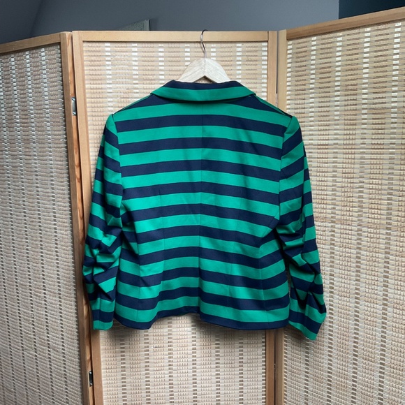 Outback Red by The Limited Blazer Jacket Navy and Green stripe 3/4 sleeve NWT - Picture 3 of 12